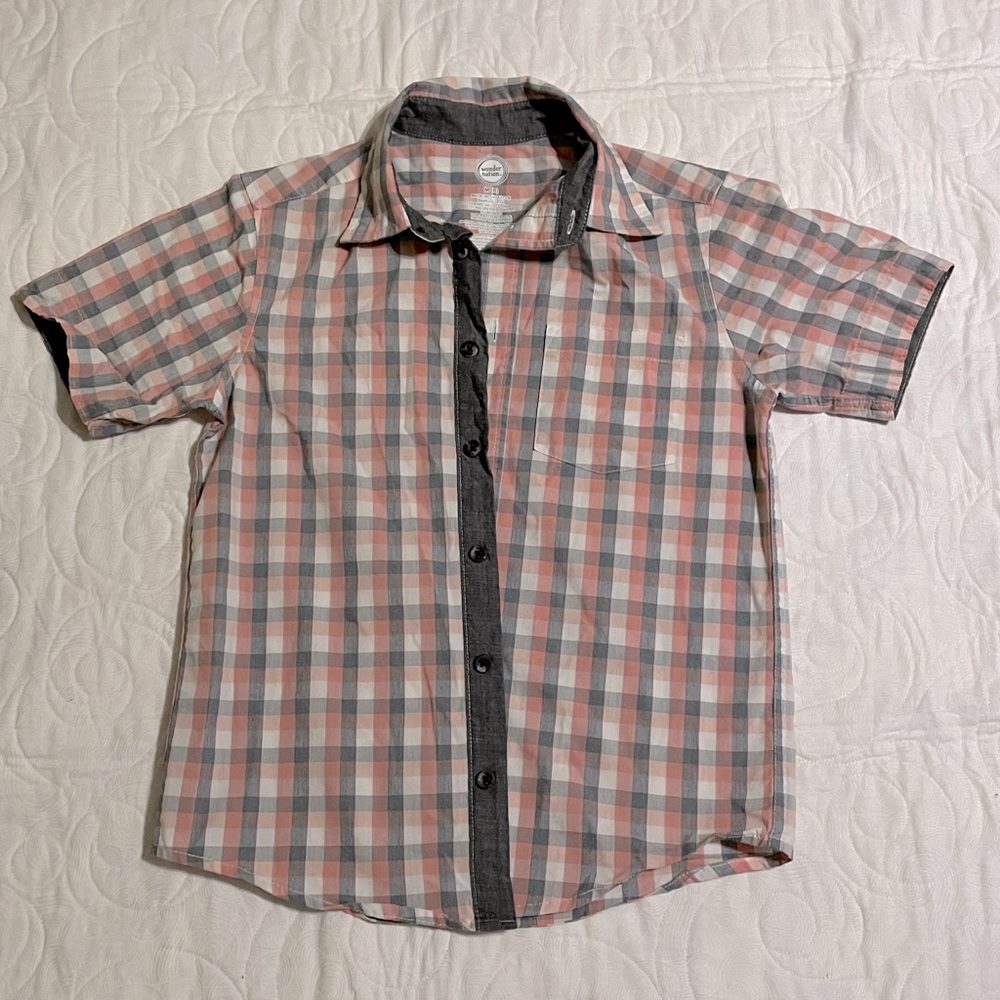 🔖Wonder Nation Short Sleeve Collared Button Down Shirt Boy Size Medium